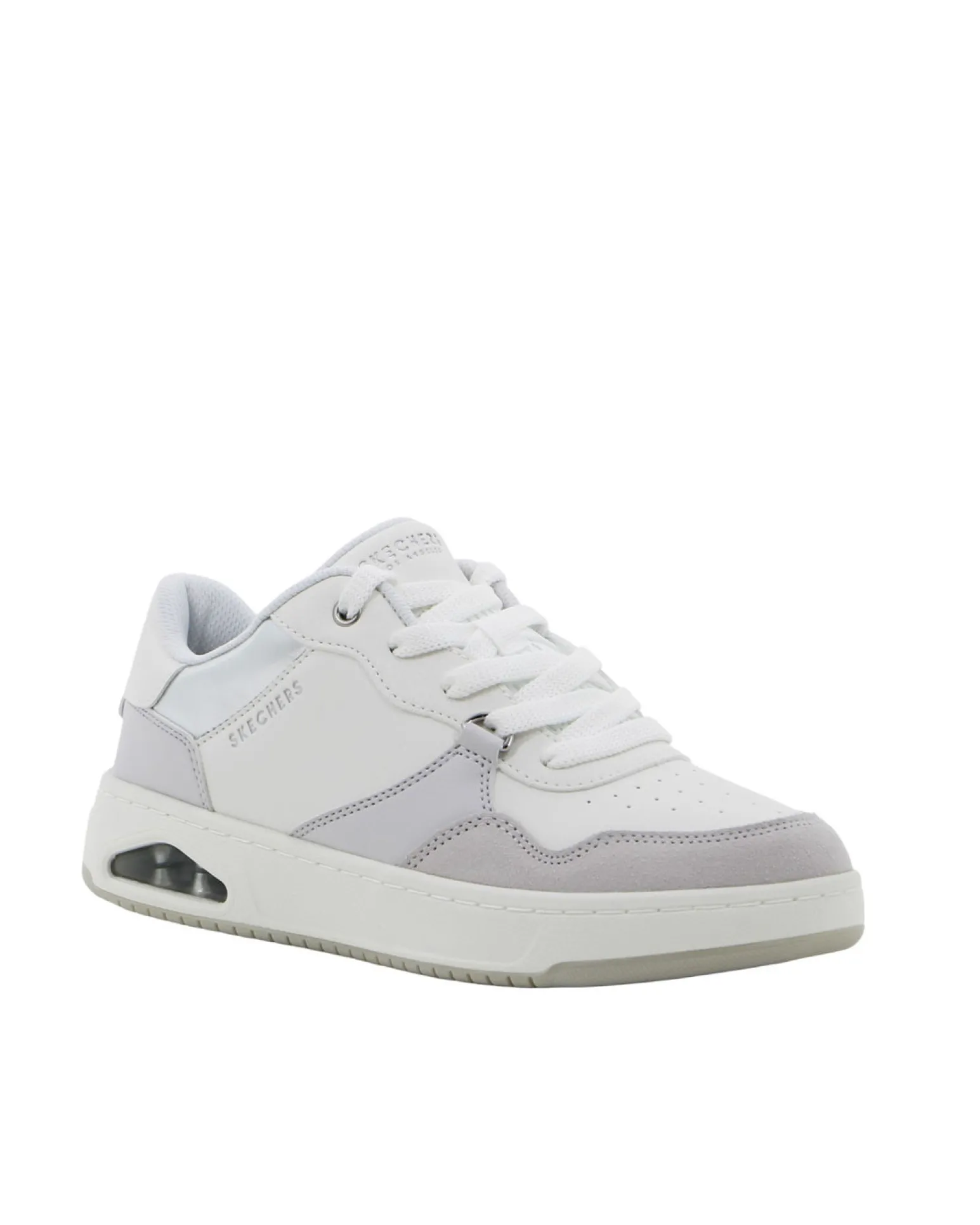 SKECHERS - UNO CTL - SUBTLE SHIMMER - Sneakers bianca con applicazioni in pelle scamosciata