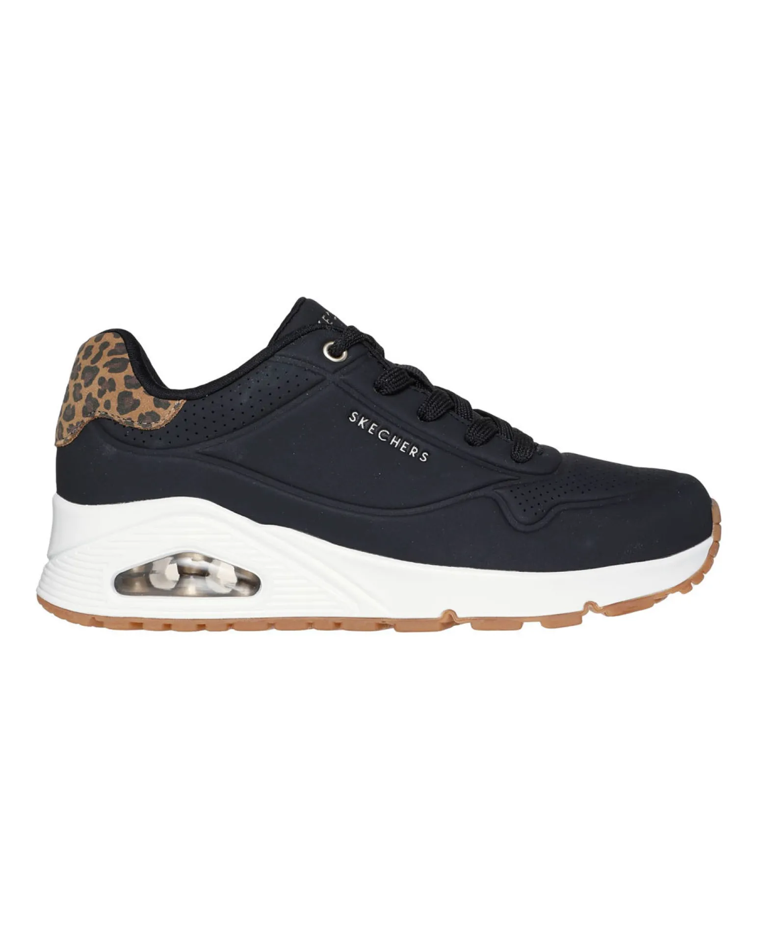 SKECHERS - UNO - JUNGLE NITE - Sneakers nera con patch posteriore leopardata