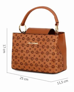 SOLO SOPRANI - Borsa a mano cuoio loggata con pattina, tracolla removibile