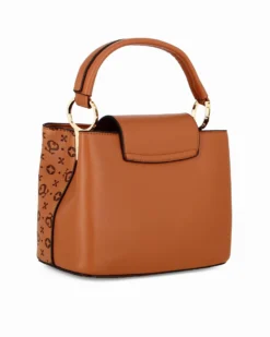 SOLO SOPRANI - Borsa a mano cuoio loggata con pattina, tracolla removibile