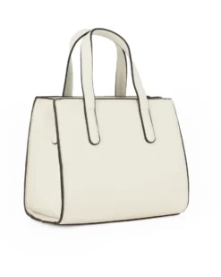 SOLO SOPRANI - Borsa a mano due manici crema loggata, tracolla removibile