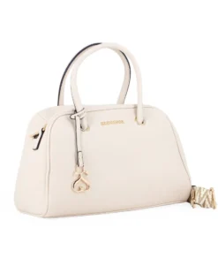 SOLO SOPRANI - Borsa bauletto panna con ciondolo e tracolla removibili