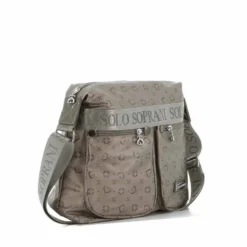 SOLO SOPRANI - Borsa bronzo con due tasche frontali e tracolla regolabile