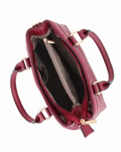 SOLO SOPRANI - Borsa due manici trapuntata rubino con logo frontale, tracolla removibile
