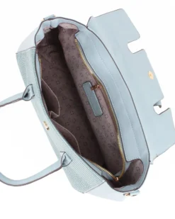 SOLO SOPRANI - Borsa due manici jeans con patta, tracolla removibile