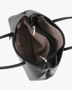 SOLO SOPRANI - Borsa due manici nera con tre scomparti interni, tracolla removibile