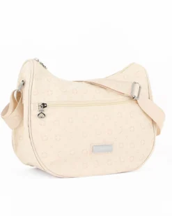 SOLO SOPRANI - Borsa mezzaluna beige con tasca frontale e tracolla regolabile
