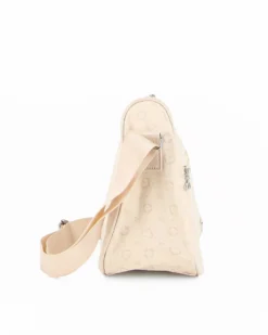 SOLO SOPRANI - Borsa mezzaluna beige con tasca frontale e tracolla regolabile