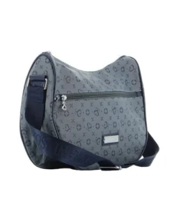 SOLO SOPRANI - Borsa mezzaluna blu jeans con tasca frontale e tracolla regolabile