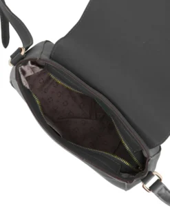 SOLO SOPRANI - Borsa nera con patta loggata e tracolla