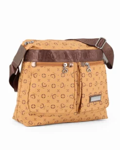 SOLO SOPRANI - Borsa senape con due tasche frontali e tracolla regolabile