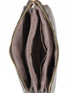 SOLO SOPRANI - Borsa un manico nera loggata con tre scomparti interni e ciondolo fiocco+cuore, tracolla removibile