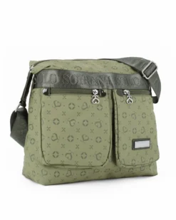 SOLO SOPRANI - Borsa verde con due tasche frontali e tracolla regolabile
