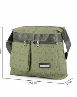SOLO SOPRANI - Borsa verde con due tasche frontali e tracolla regolabile