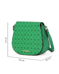 SOLO SOPRANI - Borsa verde con patta loggata e tracolla
