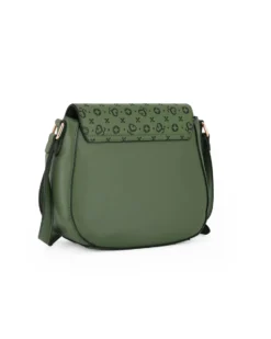 SOLO SOPRANI - Borsa verde con patta loggata e tracolla