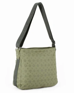 SOLO SOPRANI - Borsa verde con tracolla regolabile e zip frontale orizzontale
