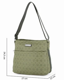 SOLO SOPRANI - Borsa verde con tracolla regolabile e zip frontale orizzontale