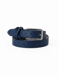 SOLO SOPRANI - Cinta blu loggata da donna con fodera in VERA PELLE