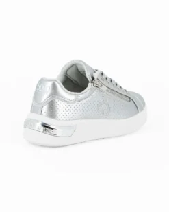 SOLO SOPRANI COUTURE - Sneakers argento traforata con lacci e zip laterale
