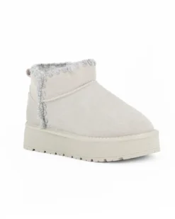 SOLO SOPRANI COUTURE - Stivaletto grigio in VERA PELLE con pelliccetta interna