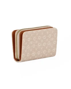 SOLO SOPRANI - Portafoglio beige loggato con tre scomparti principali