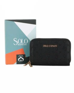 SOLO SOPRANI - Portafoglio nero loggato con doppia cerniera