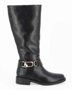SOLO SOPRANI - Stivale nero con zip laterale e cinturino con morsetto, tacco 3CM
