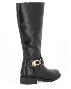 SOLO SOPRANI - Stivale nero con zip laterale e cinturino con morsetto, tacco 3CM