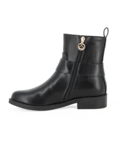 SOLO SOPRANI - Stivaletto nero con zip laterale e cinturino con morsetto, tacco 3CM