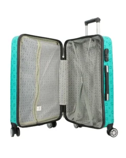 SOLO SOPRANI - TROLLEY ABS TURCHESE  SIMBOLI LOGO CON QUATTRO RUOTE DOPPIE