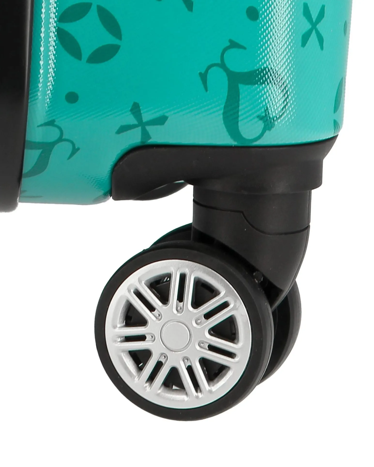 SOLO SOPRANI - TROLLEY ABS TURCHESE SIMBOLI LOGO CON QUATTRO RUOTE DOPPIE