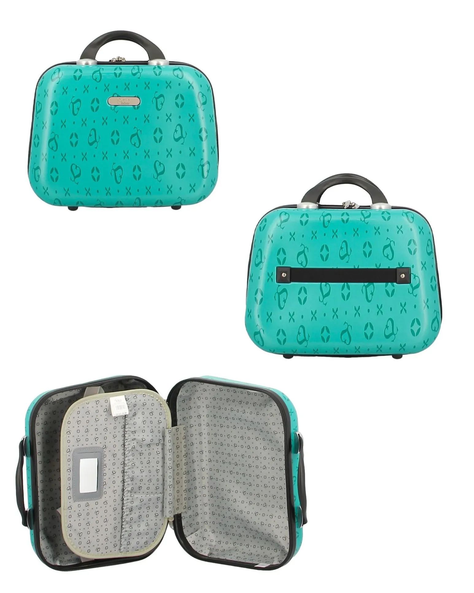 SOLO SOPRANI - TROLLEY ABS TURCHESE SIMBOLI LOGO CON QUATTRO RUOTE DOPPIE