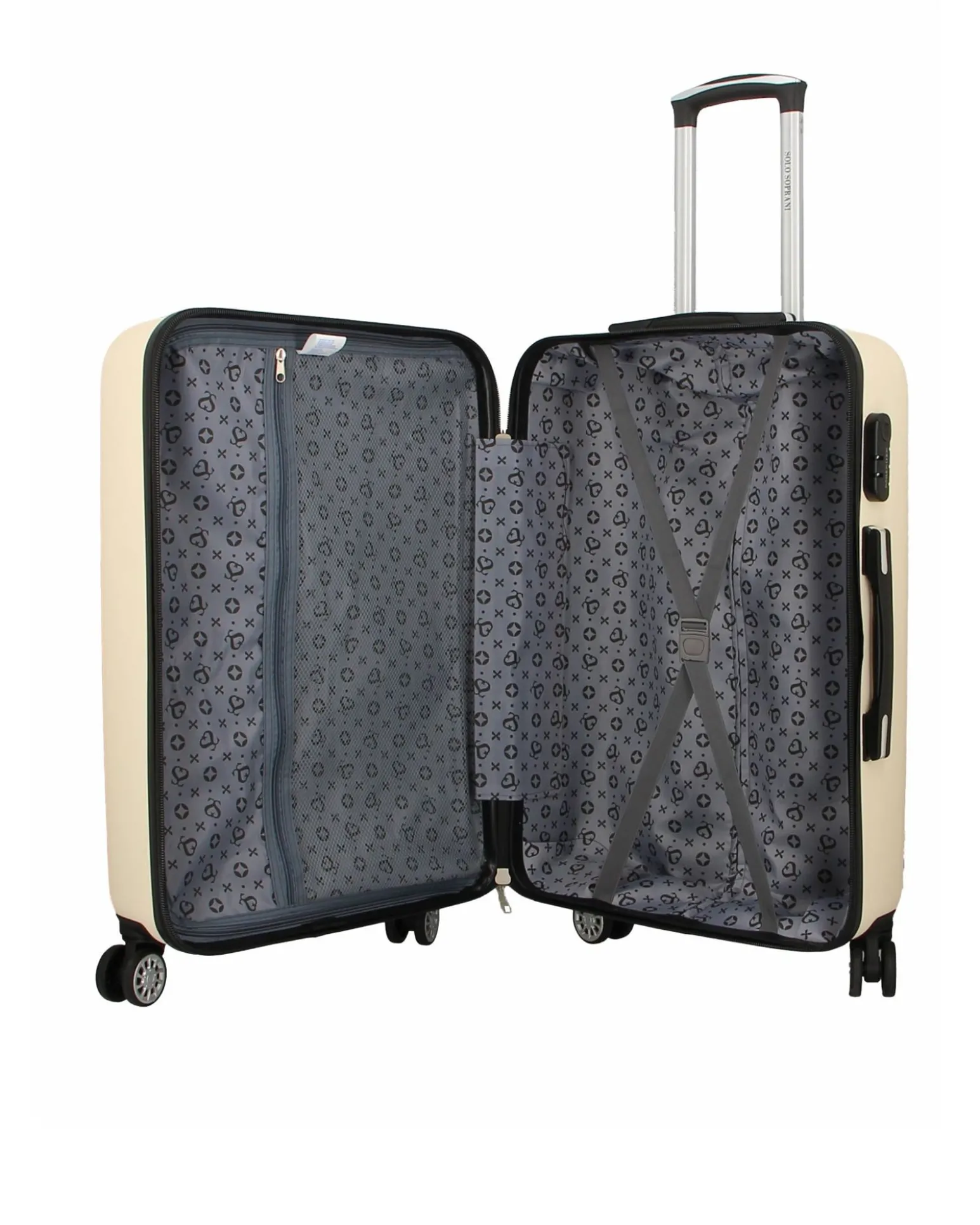 SOLO SOPRANI - TROLLEY BEIGE IN ABS 4 RUOTE DOPPIE CON STAMPA LOGO