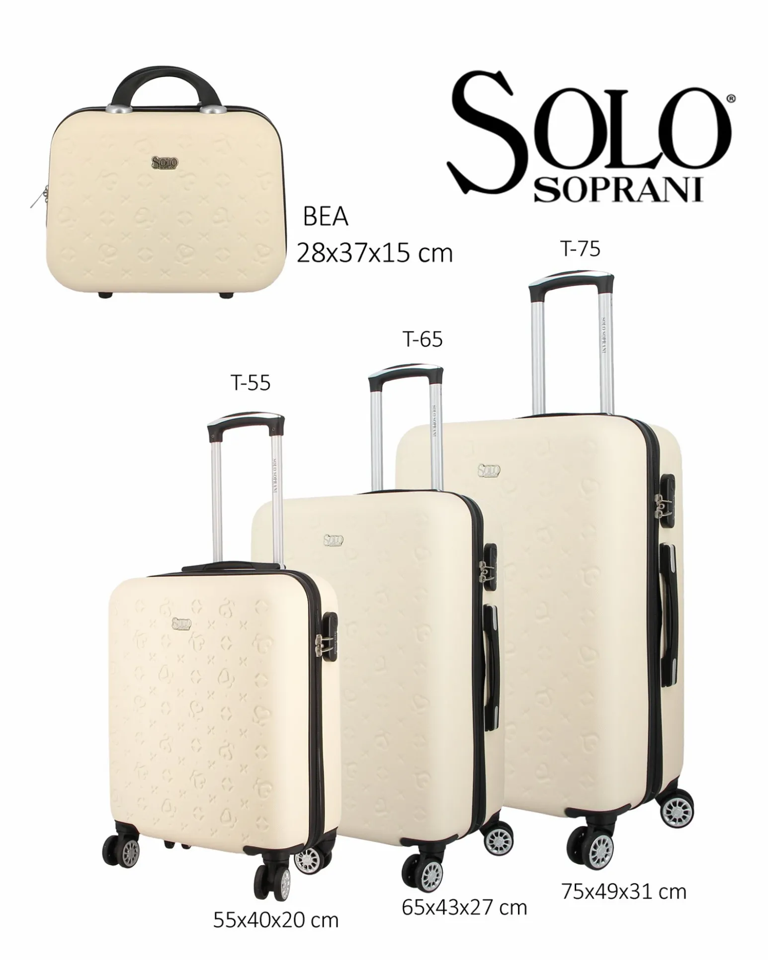 SOLO SOPRANI - TROLLEY BEIGE IN ABS 4 RUOTE DOPPIE CON STAMPA LOGO