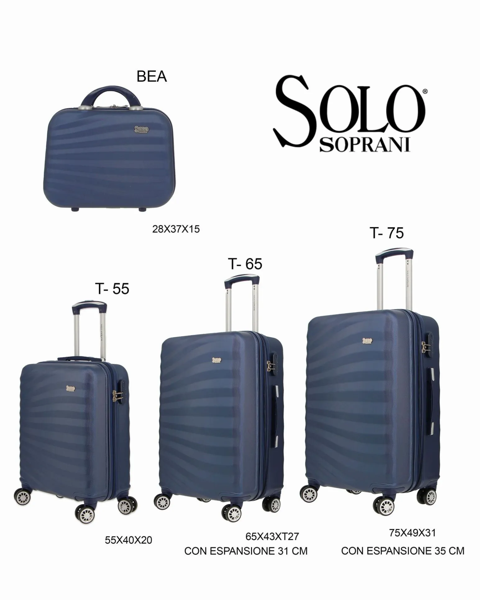 SOLO SOPRANI - TROLLEY BLU ABS CON 4 RUOTE DOPPIE