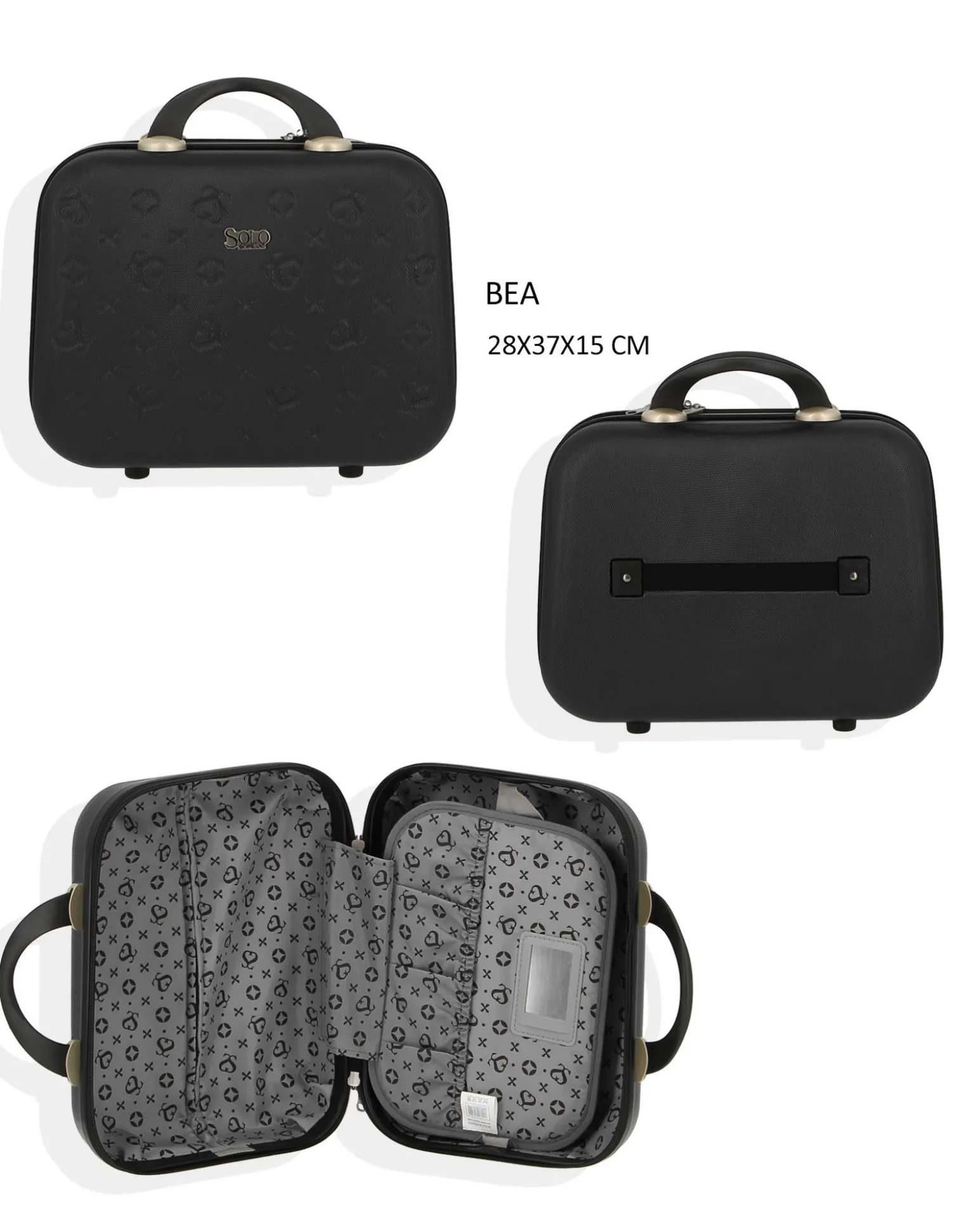 SOLO SOPRANI - TROLLEY NERO IN ABS 4 RUOTE DOPPIE CON STAMPA LOGO