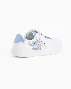 STITCH  - Sneakers bianca da bambina con lacci e strappo