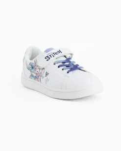STITCH  - Sneakers bianca da bambina con lacci e strappo