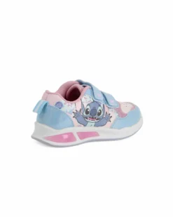 STITCH - Sneakers celeste e rosa da bambina con luci e strappi