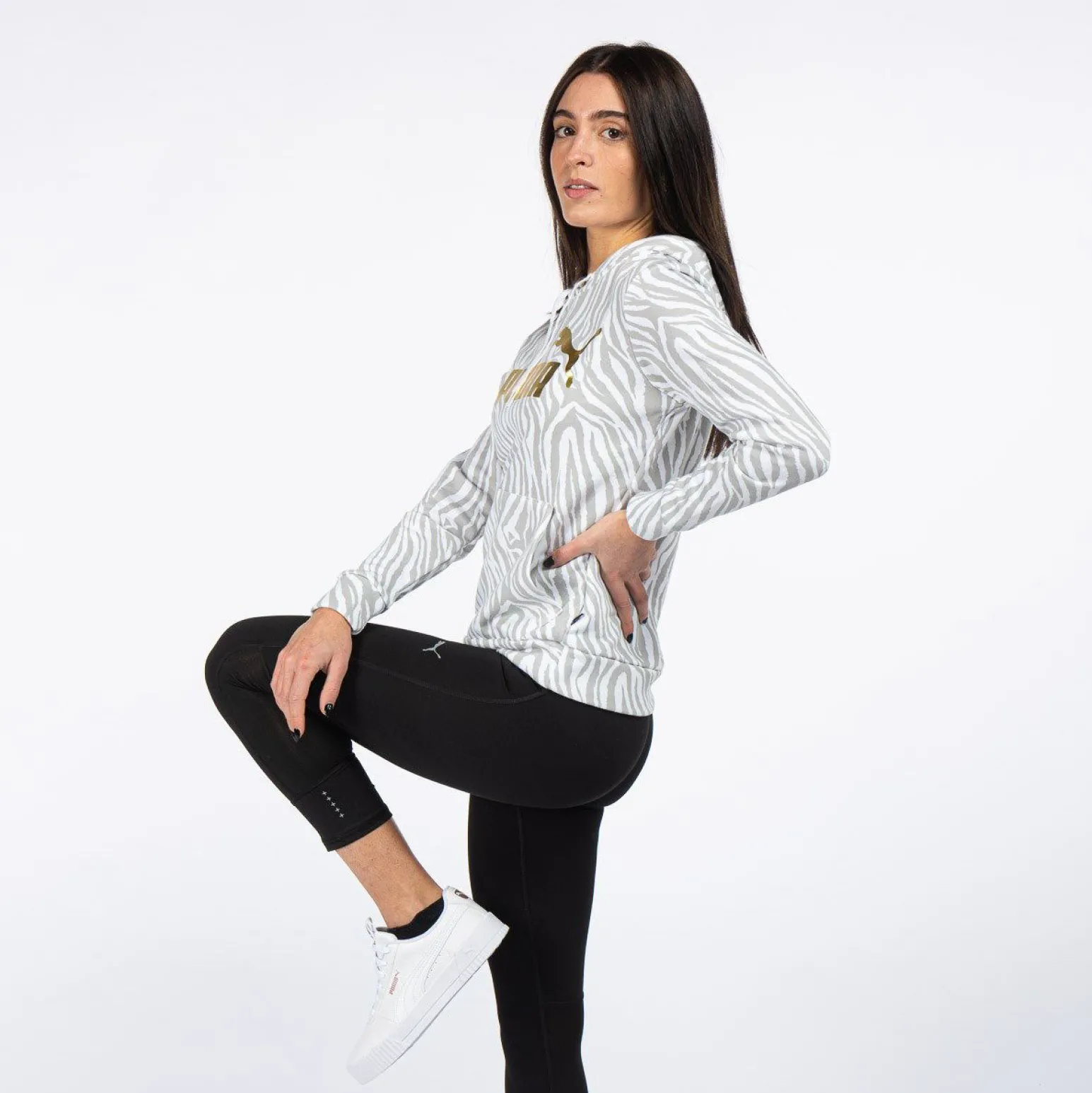 SWEAT C/CAPP.ESS+TIGER AOP HD TR WHITE