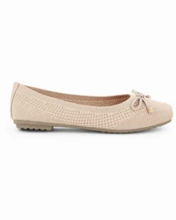 TATOO - Ballerina beige intrecciata con fiocco
