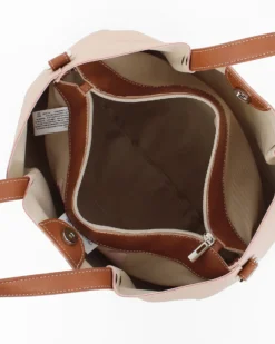 TATOO- Borsa beige a mano con tracolla rimovibile- MADE IN ITALY