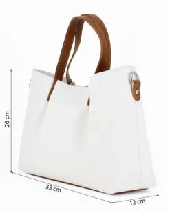 TATOO- Borsa bianca a mano con tracolla rimovibile- MADE IN ITALY
