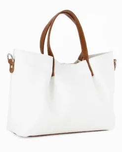 TATOO- Borsa bianca a mano con tracolla rimovibile- MADE IN ITALY