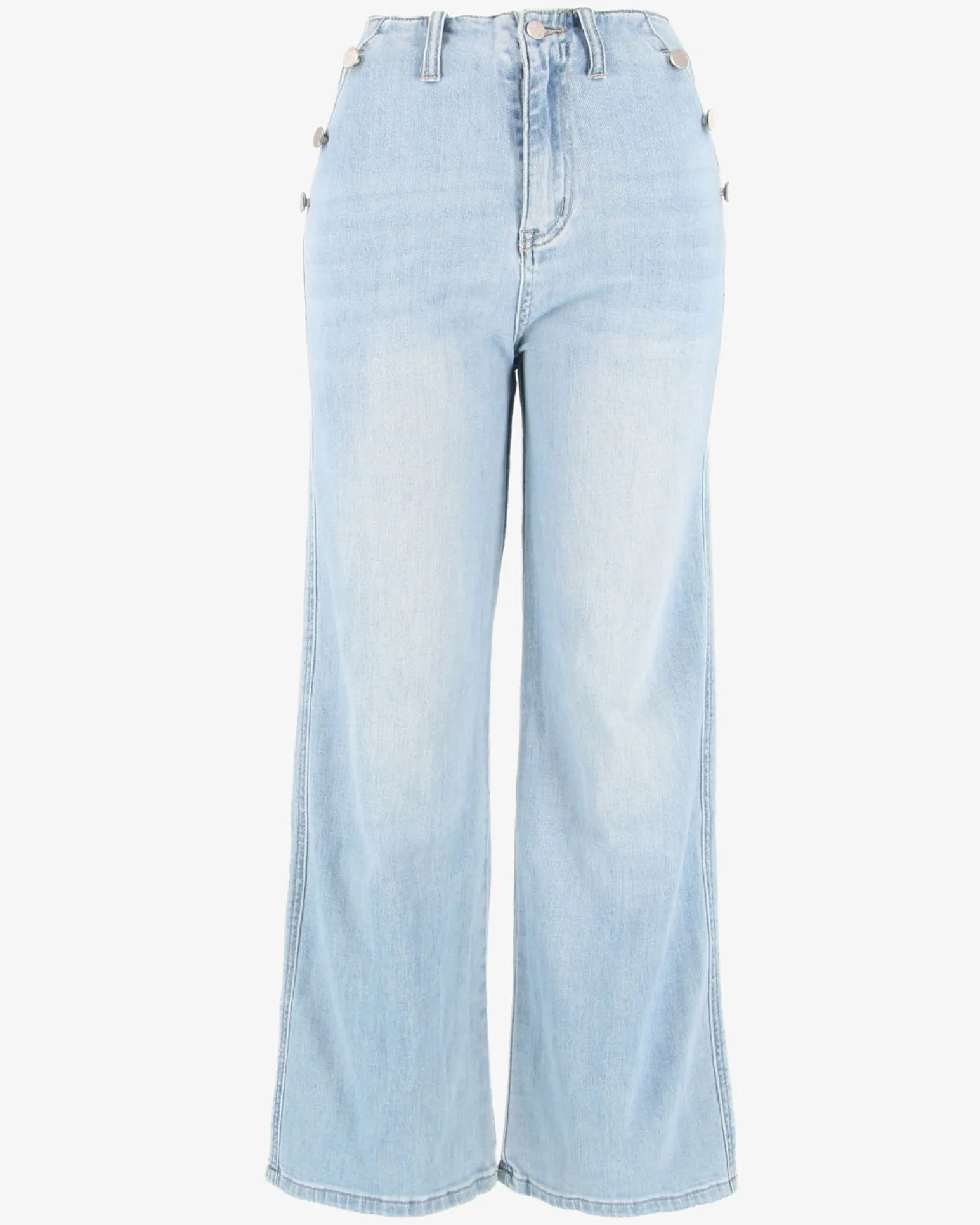 TATOO - JEANS DONNA WIDE LEG CON FINTI BOTTONI LATERALI