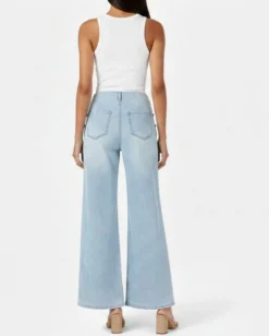 TATOO - JEANS DONNA WIDE LEG CON FINTI BOTTONI LATERALI
