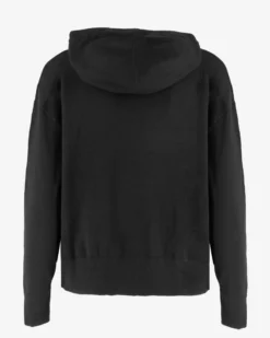 TATOO - MAGLIA MANICA LUNGA NERA CON CAPPUCCIO DA DONNA