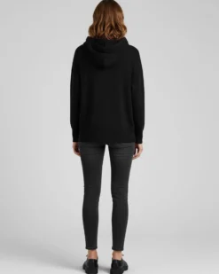 TATOO - MAGLIA MANICA LUNGA NERA CON CAPPUCCIO DA DONNA