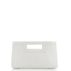 TATOO - Pochette bianca in saffiano e vernice con tracolla removibile, MADE IN ITALY